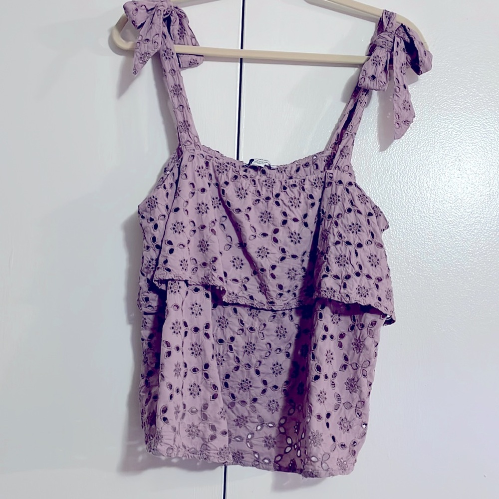 Large Romantic Purple Flow Tiered Tank Top American Eagle